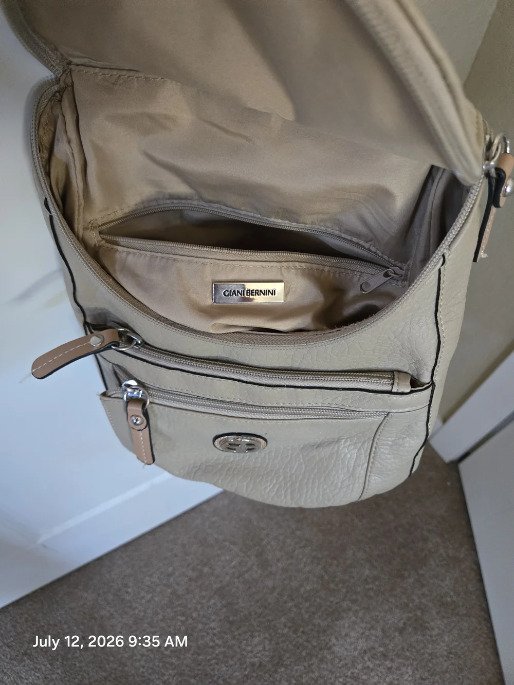 Giani Bernini Beige Faux-Leather Mini Backpack